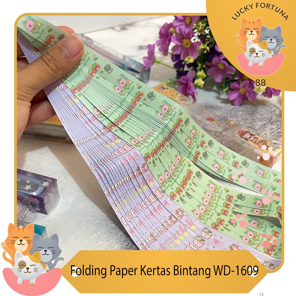 

[LuckyFortuna88] Folding Paper Kertas Bintang WD-1609 Art paper Folding paper Kertas Buat bikin bintang lucu murah Kertas bintang Lucu murah