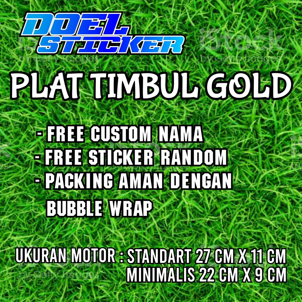 Plat Akrilik Timbul Mirror Gold Aksesoris Motor Doel 001