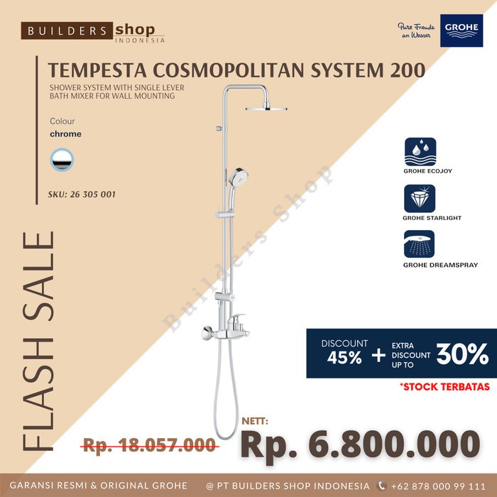 Terlaris Grohe 26305001 - Tempesta Cosmopolitan Shower System 200