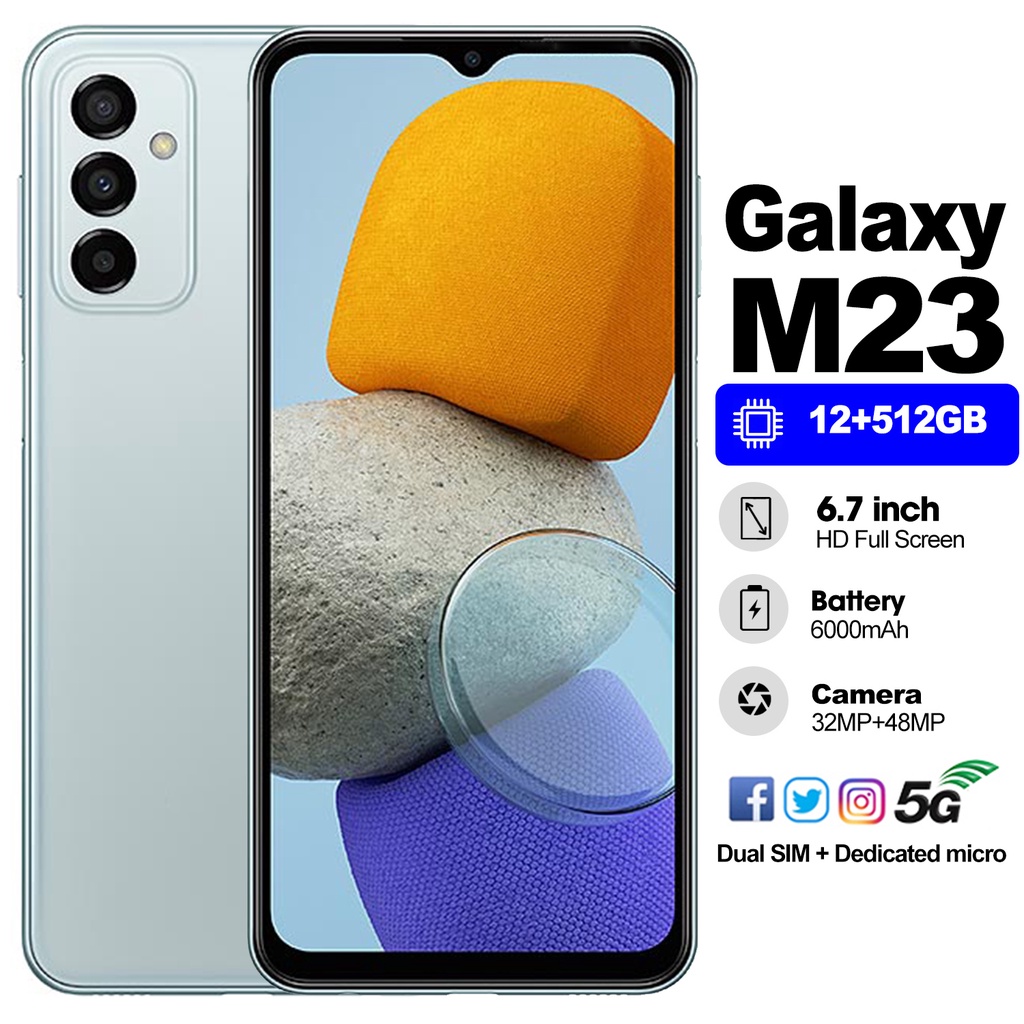 Galaxy M23 Pro layar full screen terbaru 2023 3/32GB 6/128 8/256GB hpmurah ram besar cuci gudang COD Smartphone 50MP hp android 4g dibawah 500 ribu murah 700 ribuan 900 ribuan baru PHONE Original handphone promo 800 ribuan mobilephone