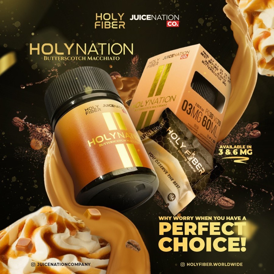 HOLYNATION BUTTERSCOTCH MACCHIATO BY JUICENATION 3MG 60ML