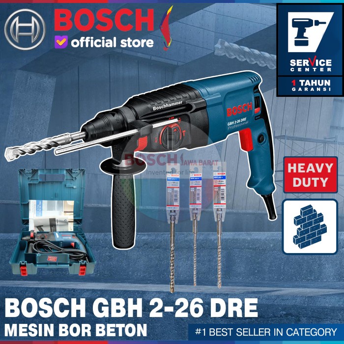 Mesin Bosch Bor Hammer Rotary Sds Gbh 2-26 Dre 26Mm 800 Watt Mesin Bor Beton