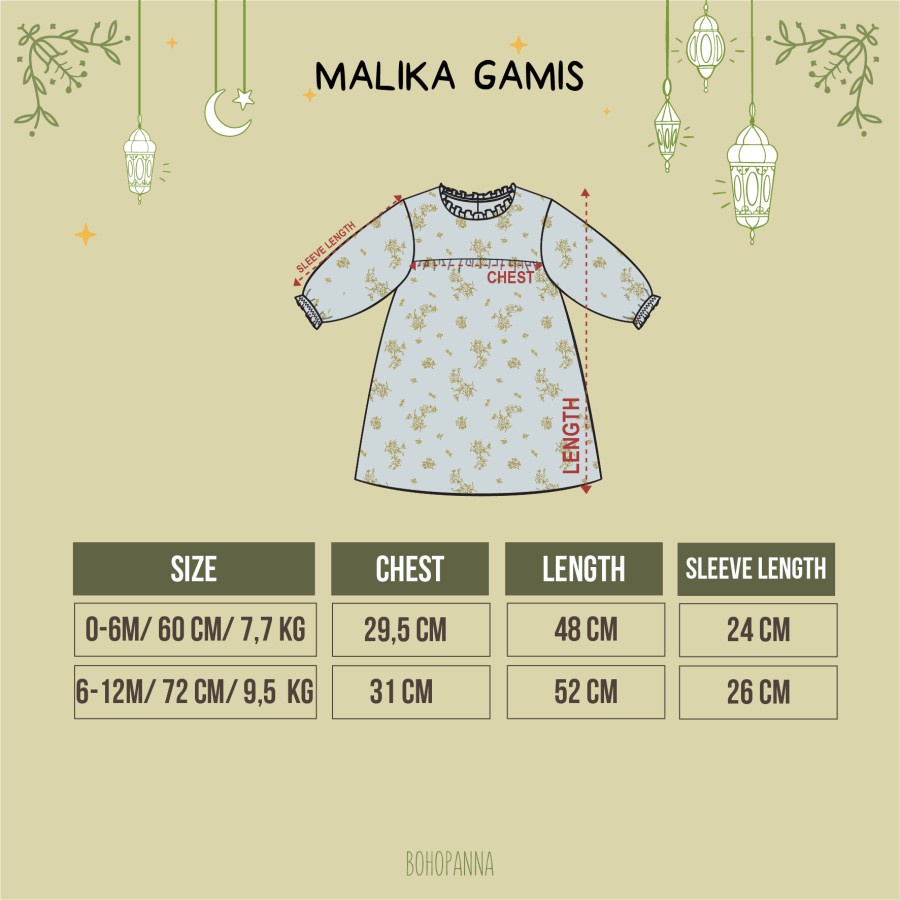 BohoBaby MALIKA SET / BohoPanna MALIKA SET Setelan Anak Hijab / Boho Setelan Raya Anak Perempuan Motif