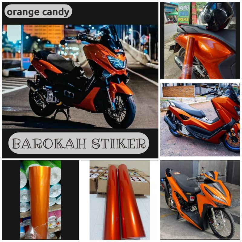 Stiker Orange Candy Skotlet Motor Mettalik Sticker Kendaraan