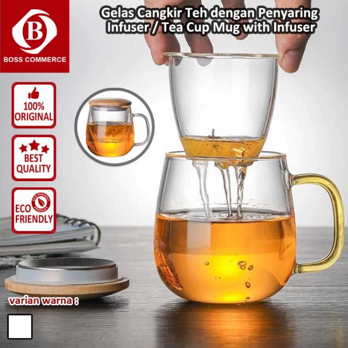 Gelas Cangkir Teh Dengan Penyaring Infuser / Tea Cup Mug With Infuser