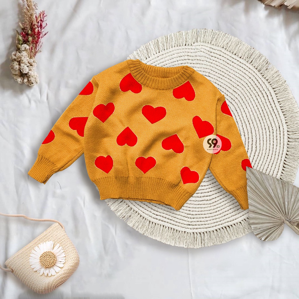 SWEATER RAJUT ANAK PEREMPUAN PREMIUM BLOUSE MOTIF LOVE 1-6TH