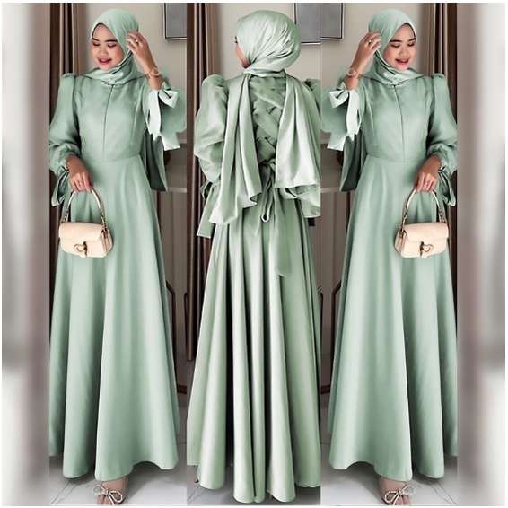 baju gamis remaja wanita terbaru lebaran 2023 - dress Santiyana dress gamis remaja muslimah ukuran L