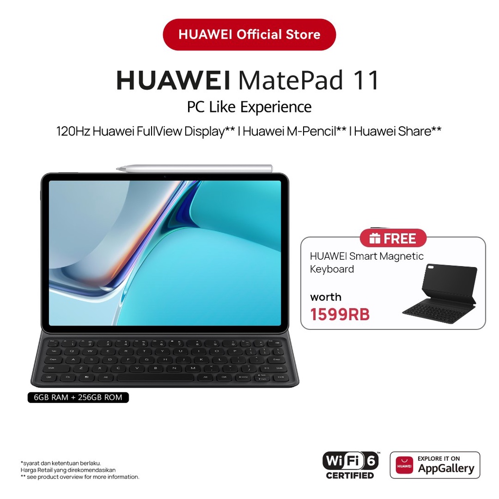 Jual HUAWEI MatePad 11 Tablet [6+256GB] + Smart Keyboard | 120 Hz ...