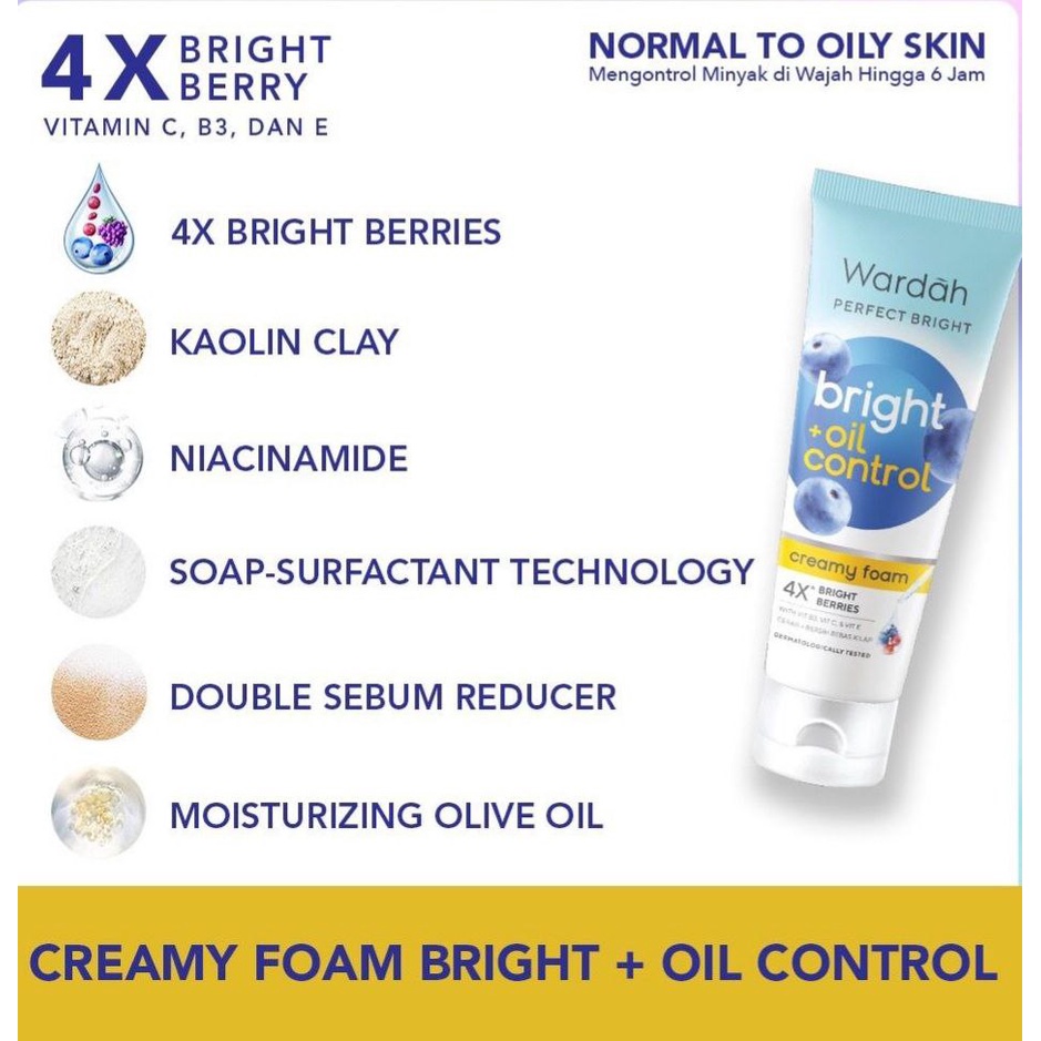 WARDAH PERFECT CREAMY FOAM OIL CONTROL FASIAL FOAM FASH WASH 100ML