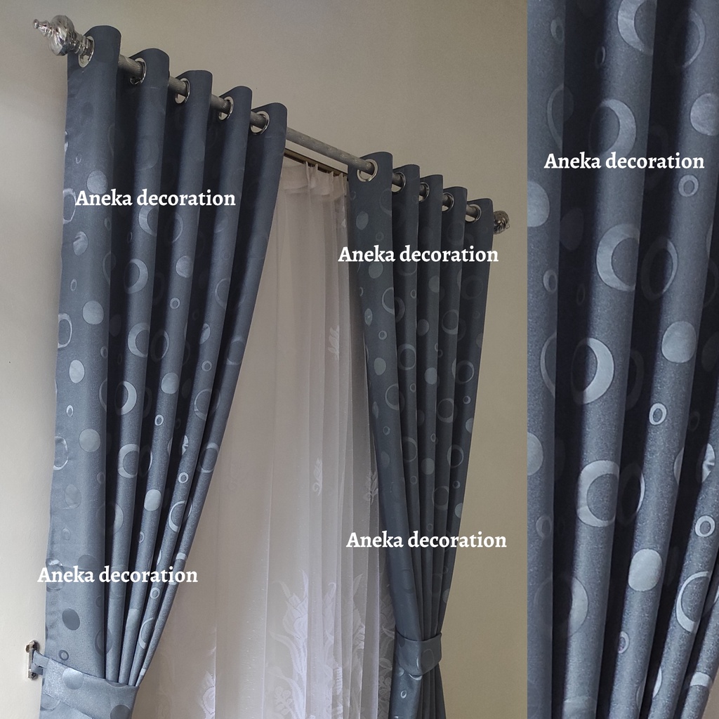 Gorden Jendela Pintu Minimalis Motif Polkadot Warna Panjang Tinggi Gordyn Korden Hordeng Gordeng