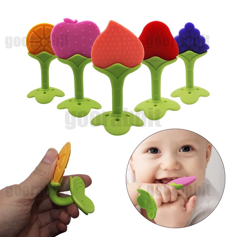 Baby Fruit Teether Gigitan Buah Bahan Silikon Untuk Bayi Baru Lahir Melatih otot gigitan bayi Anda