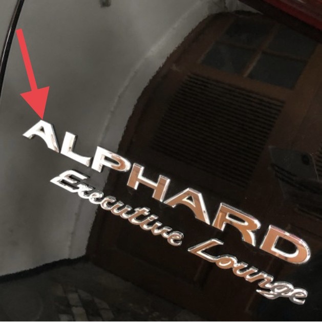 EMBLEM VELLFIRE ALPHARD EXECUTIVE LOUNGE V6 TULISAN WARNA CHROME