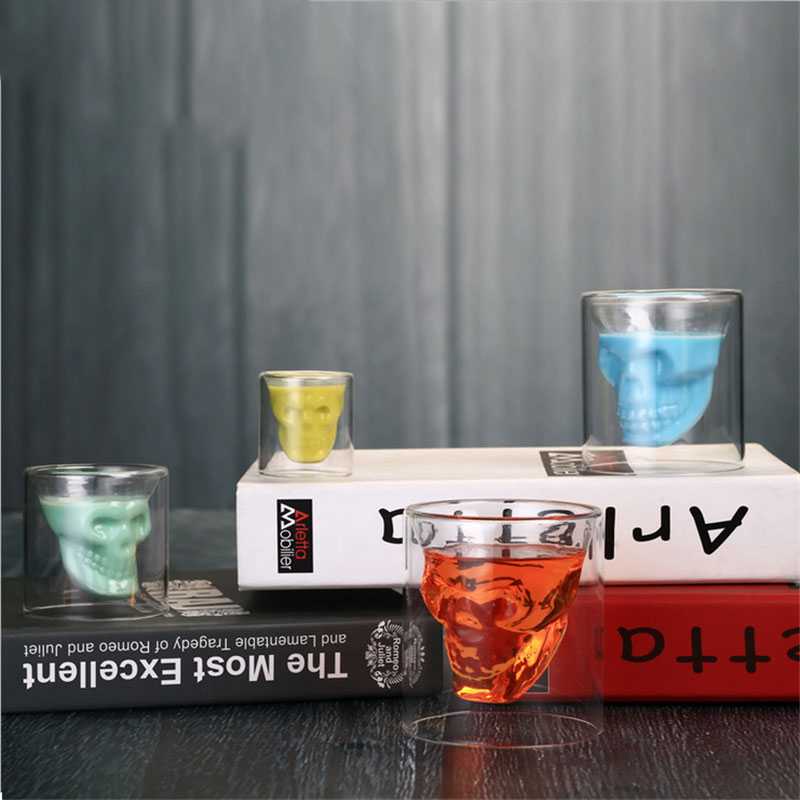 (BISA COD) FTIHSHP Doomed Gelas Wine Double Wall Glass Crystal Beer Mug 150ml - SG-02