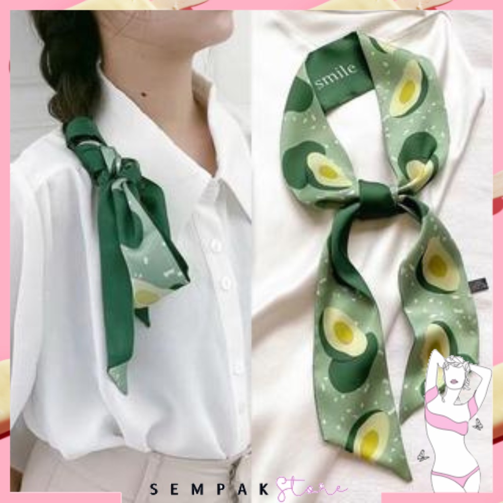 SS Ikat Rambut Syal Satin Korean Slik Bandana Tipis Twilly Bag Hair Ribbon Hiasan Kepala Pita Panjang Wanita Fashion Aksesoris Gaya Korea Retro Ikat Rambut Multifungsi Elegan Murah Import