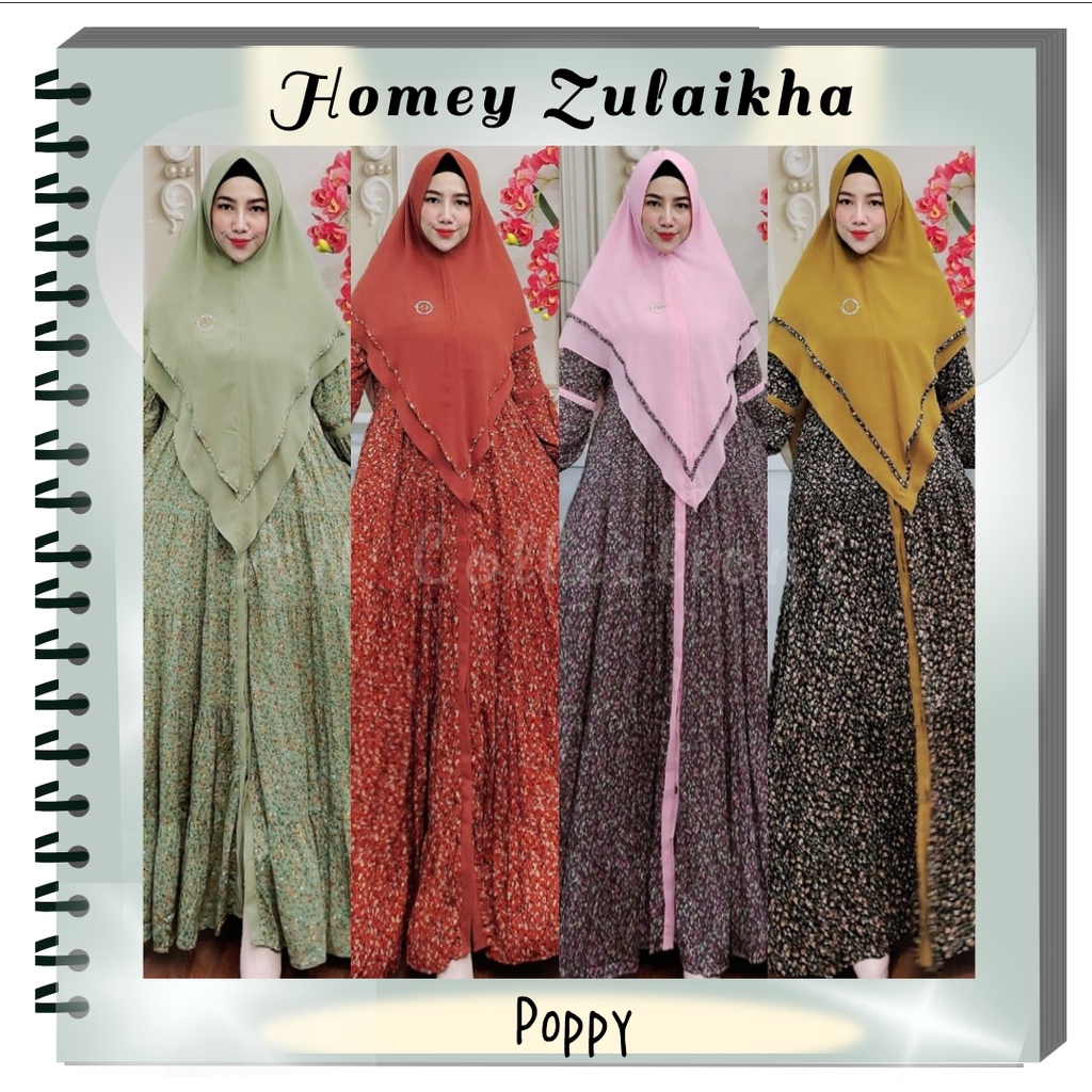 Set homey Zulaikha zulaika sulaika 3 hazena series homeydress gamis syari original by Poppy