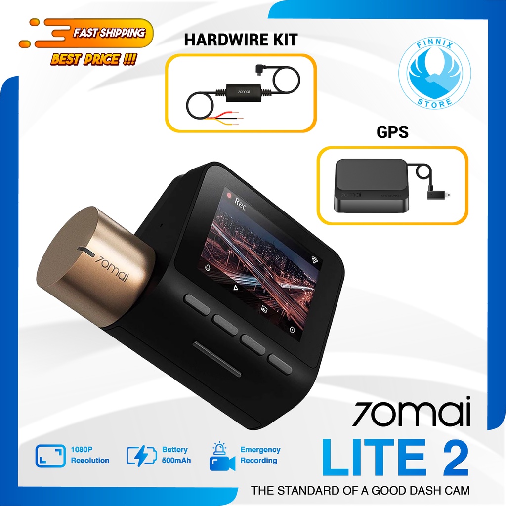 70mai Dash Cam Lite 2 Extra GPS - Superior Night Vision 130° Fov 1080P