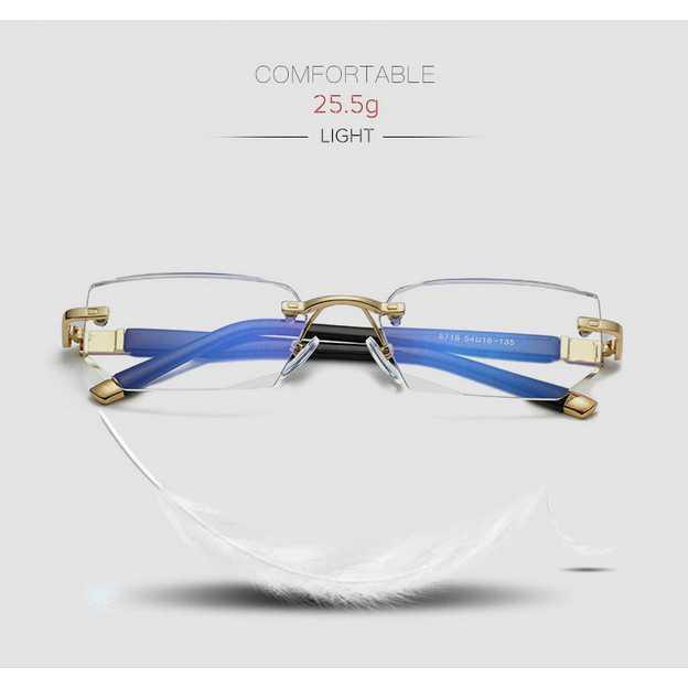 Kacamata Baca Rabun Dekat Frameless Anti Blue Light Reading Glasses - EY602 - Silver