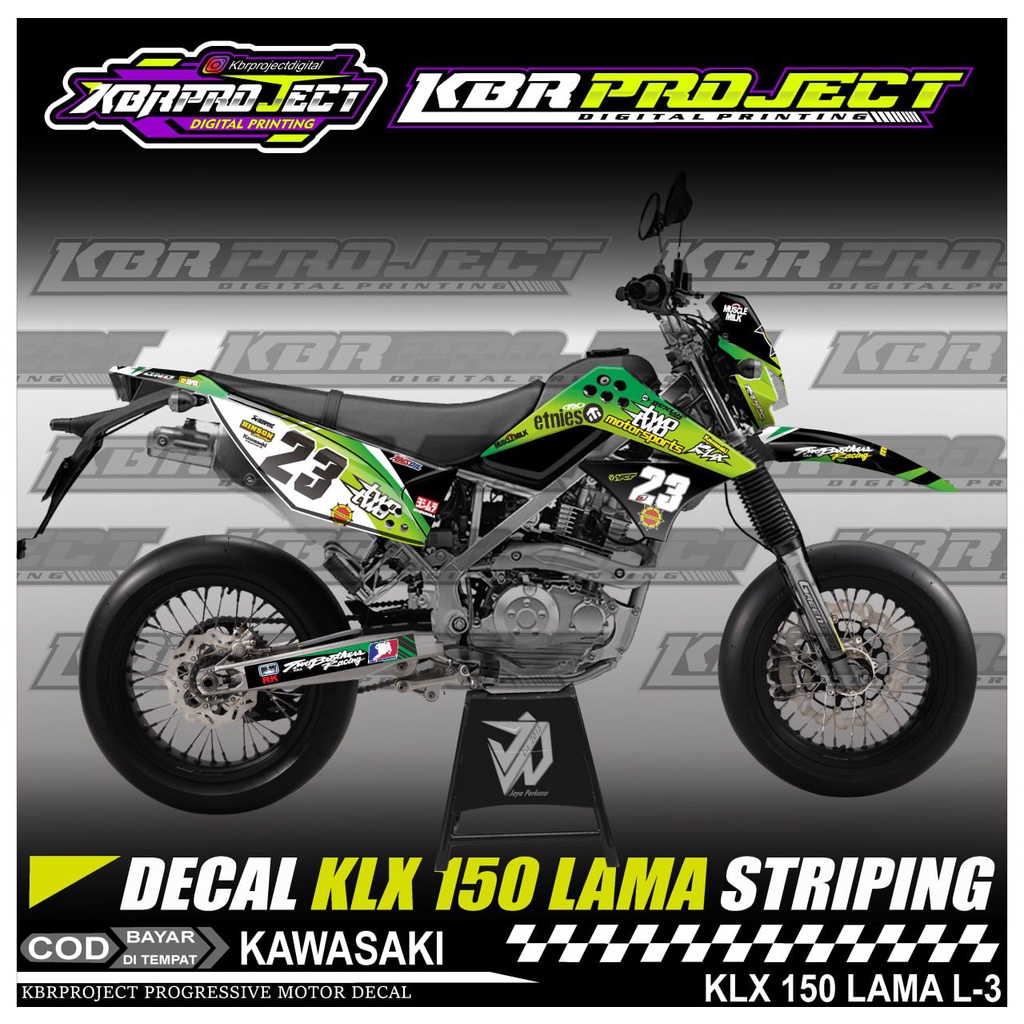 KLX 150 LAMA STIKER MOTOR KEREN DECAL STIKER FULL BODY LIS VARIASI KLX 150 LAMA STIKER MOTOR KAWASAK