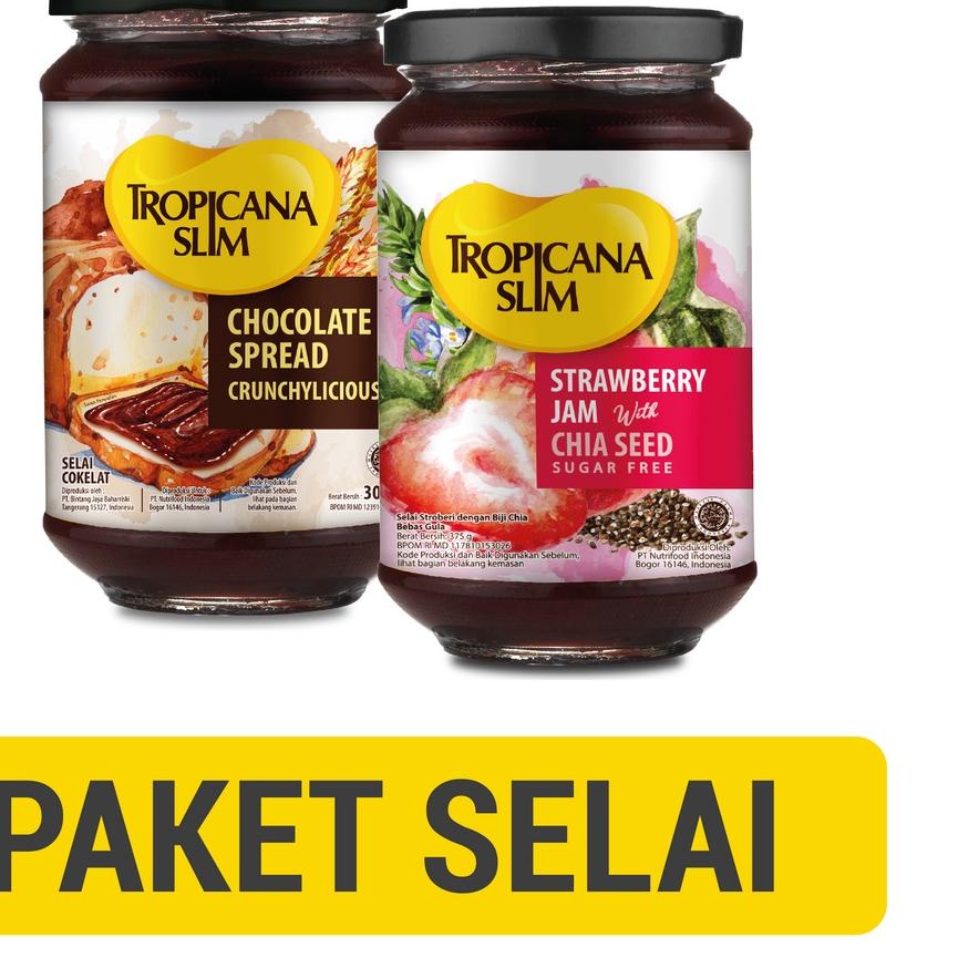 

➴ Paket Sarapan - Tropicana Slim Chocolate Spread 300 gram + Tropicana Slim Strawberry Jam 375 gram ➬