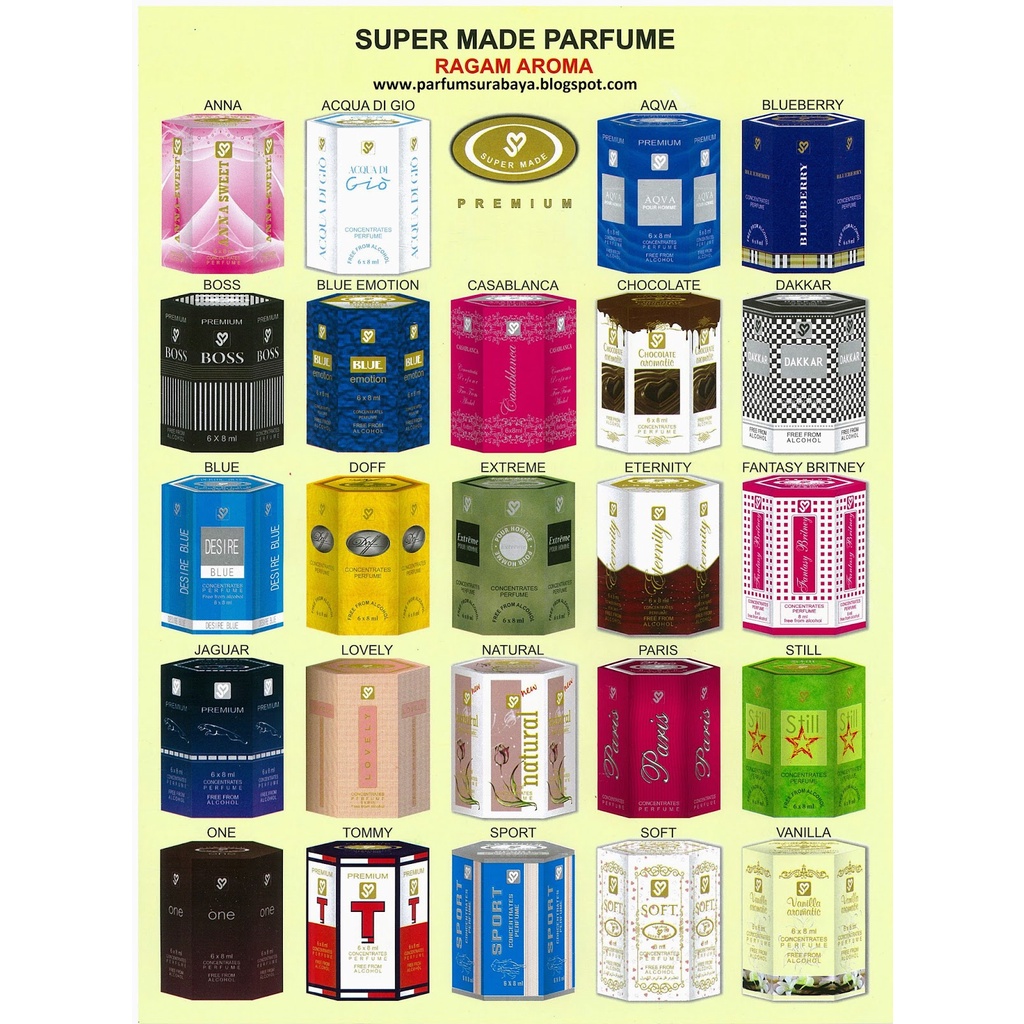 parfum supermade 6ml/8ml aroma mirip al rehab bisa campur Harga grosir PROMO!!