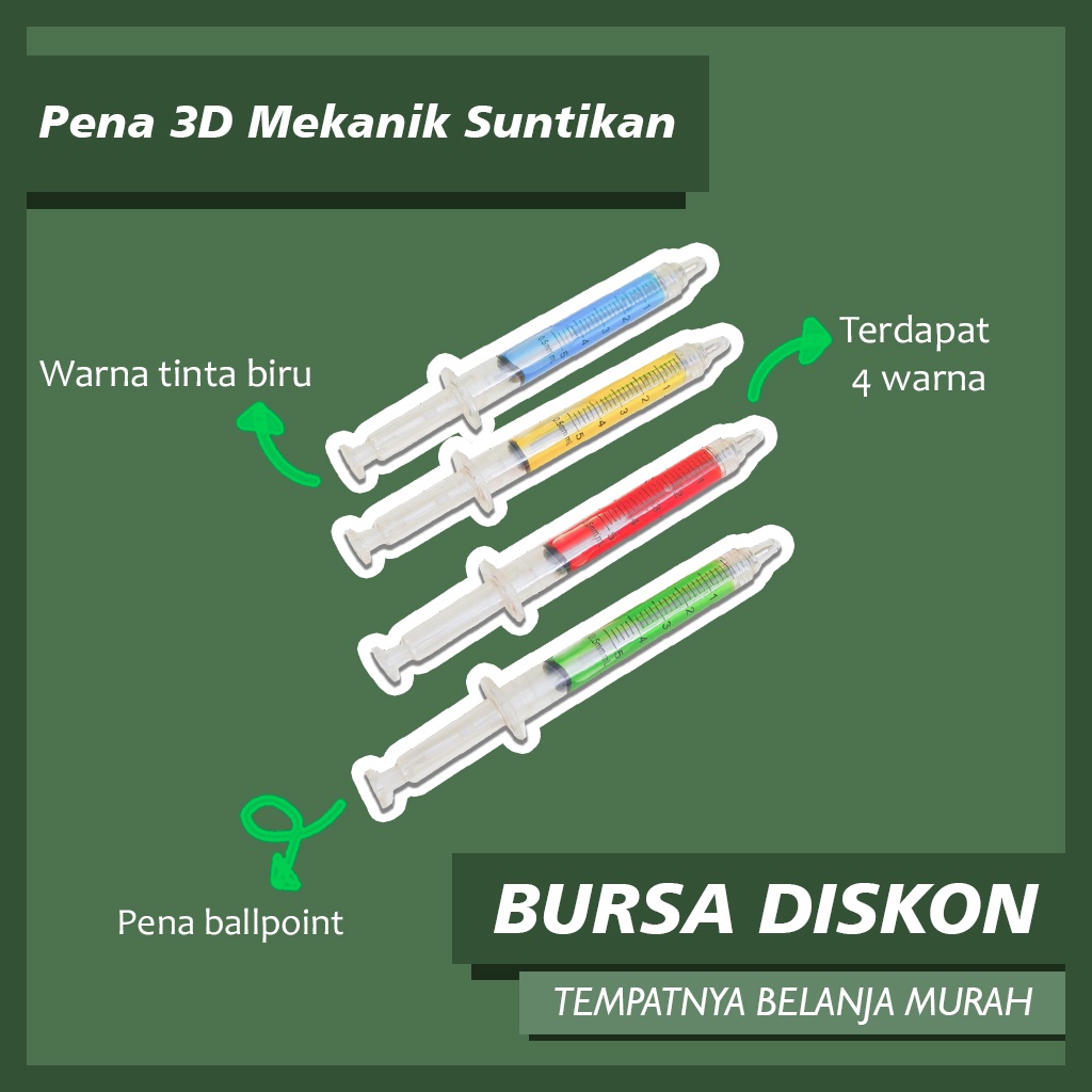 

Pulpen Mekanik 3D Suntikan Pena Pen Bolpen Ballpoint Cetek Injection