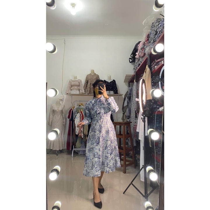 BEFAST - ZFS OOTD DRESS WANITA SYANAF / IBUKI SHAKILA PATTERN DRESS / Outfit Wanita Pesta/Kondangan / Dress Maxy Ala Style Korean / LongDress Wanita Keluaran terbaru / Fashion Wanita Modis / Dress Formal Lengan Panjang