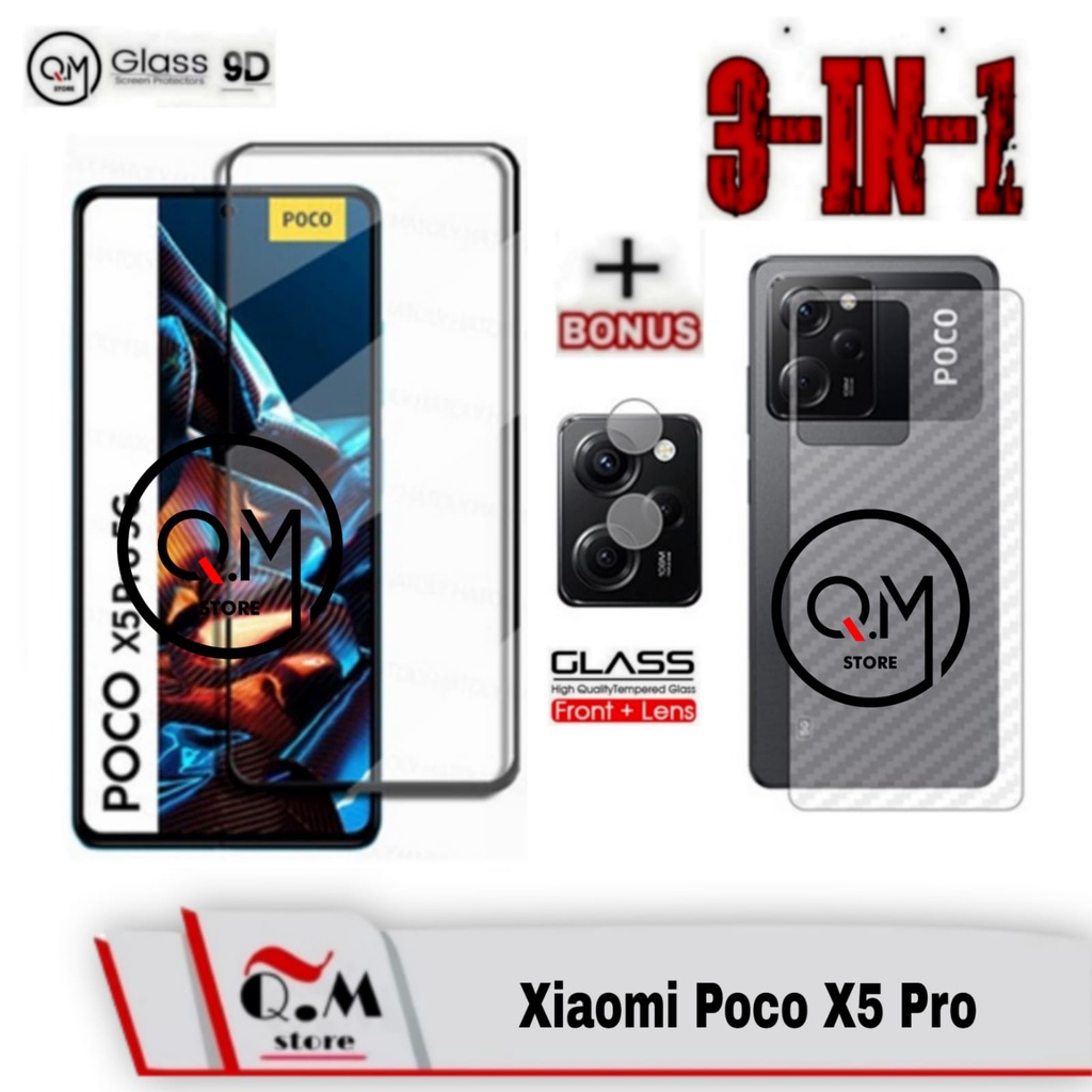 PROMO 3 IN1 Tempered Glass 9D Xiaomi Poco X5 Pro Anti Gores Pelindung Layar Handphone Aksesoris