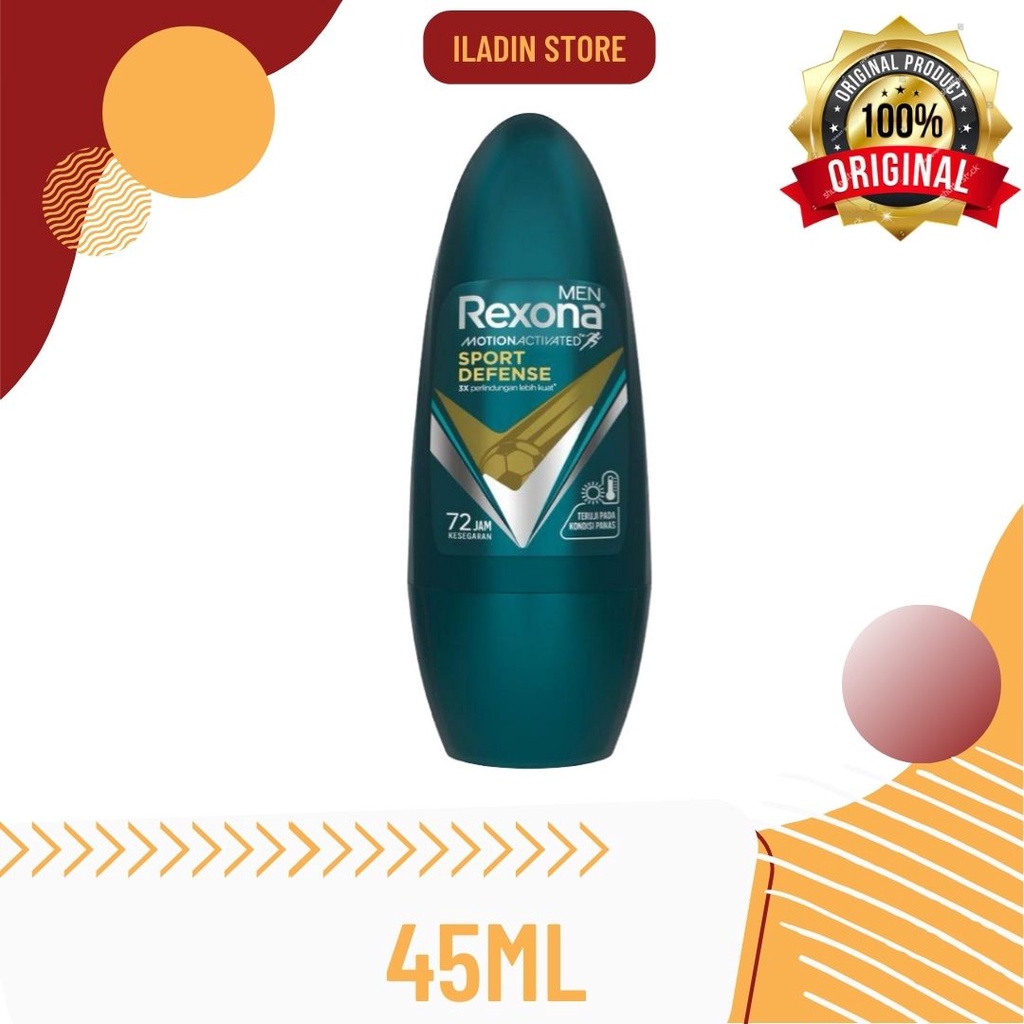 Rexona Men Deodorant Roll On Antiperspirant Sport Defense 72 Jam Kesegaran 45Ml