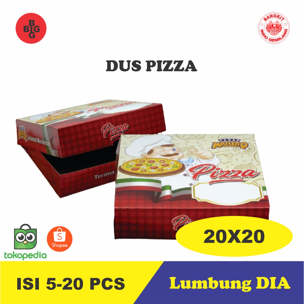 

Dus Pizza uk 20x20x5 cm Dus pizza sedap mantap isi 5 pcs