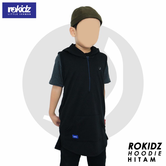 Rompi Sholat Rokidz Hoodie Rompi Sholat Shalat Solat Anak cowok laki - Hitam, M(P3Y3) rompi sholat p