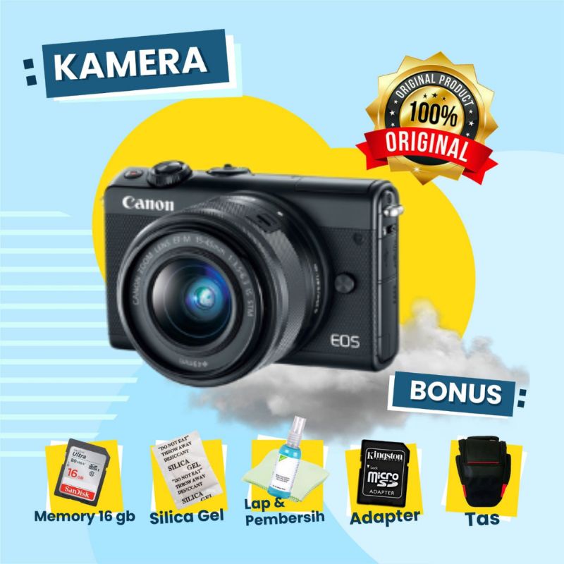 Canon M100 Kit Second 15-45mm Kamera Mirrorless Bekas Support WIFI Toucscreen Mulus Bergaransi
