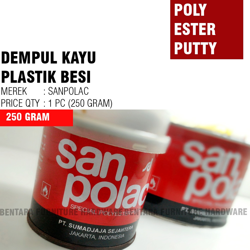 SANPOLAC 250ML - DEMPUL POLYESTER PUTTY KAYU BESI PLASTIK