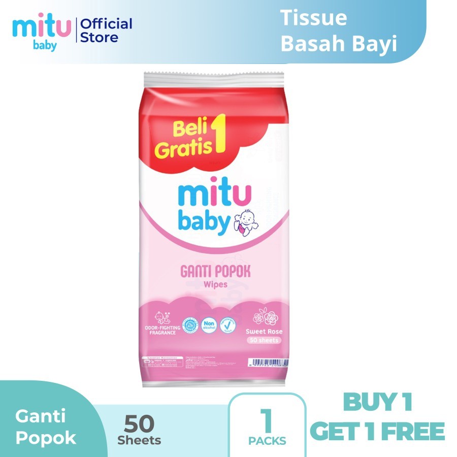 Mitu Baby Wipes Tisu Basah Ganti Popok Bayi isi 50 Lembar