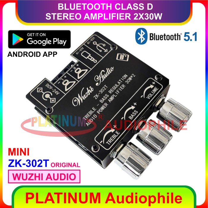 Bluetooth 5.1 Stereo Class D Amplifier 2X 30W Zk-302T