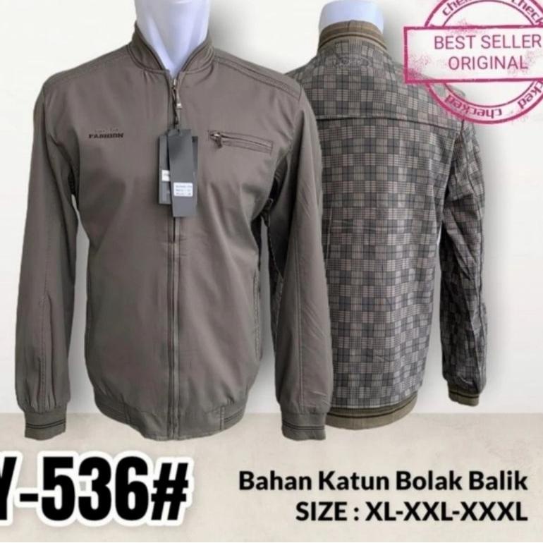 TREN TERBARU jaket bomber katun DHT bolak balik import