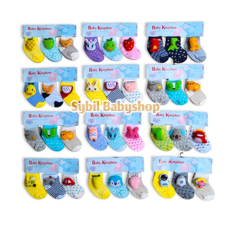 Kaos Kaki Bayi Baby 3in1 (isi 3) Motif CEWE / COWO RANDOM 3 PASANG BONEKA KECIL