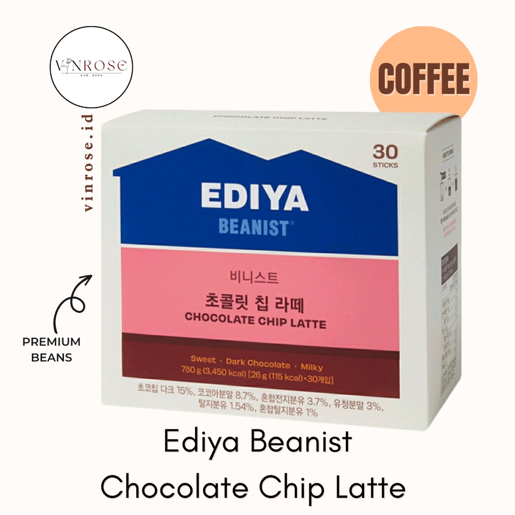 

Ediya Beanist Chocolate Chip Latte (30 Sachet)/ Kopi Premium Korea