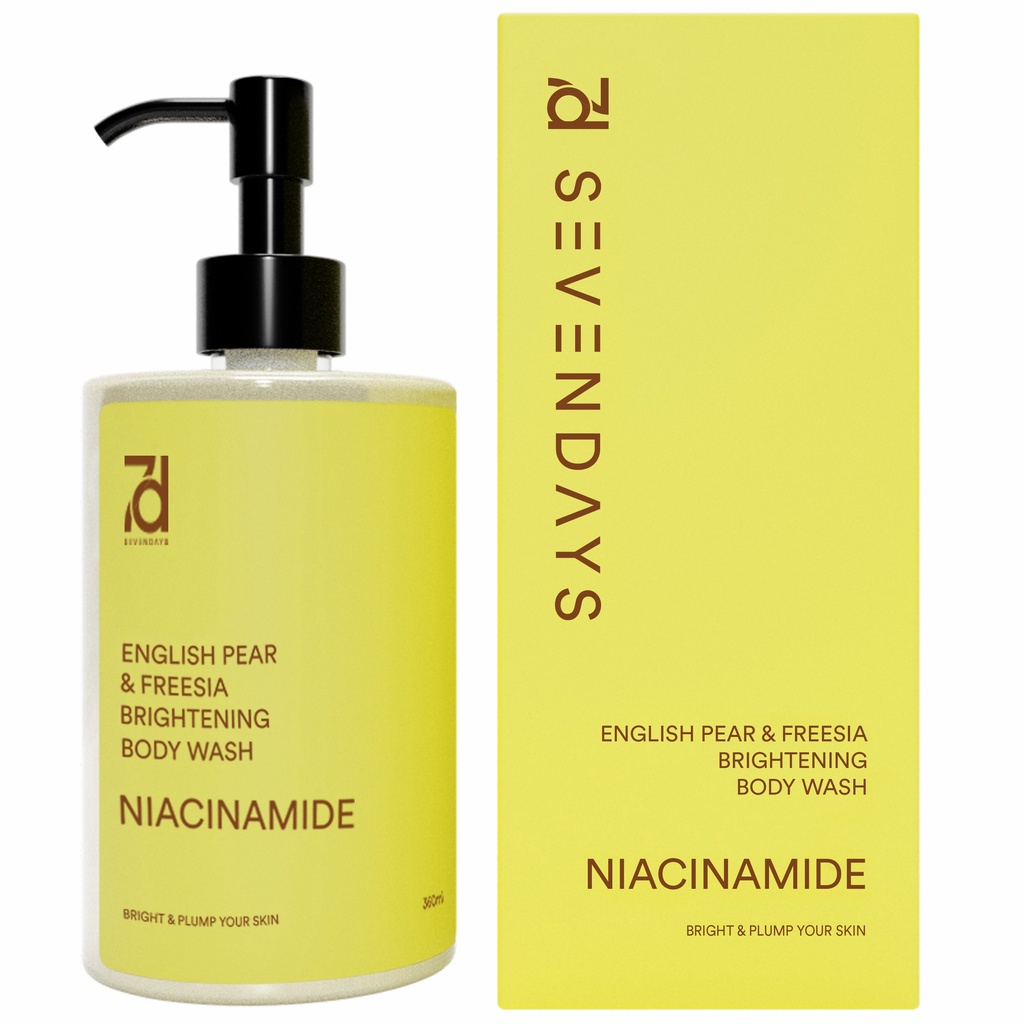 READY Seven Days English Pear &amp; Freesia Brightening Body Wash ( YELLOW ) 360ML ( 7DBW English P&amp;F ) | SABUN | ORIGINAL