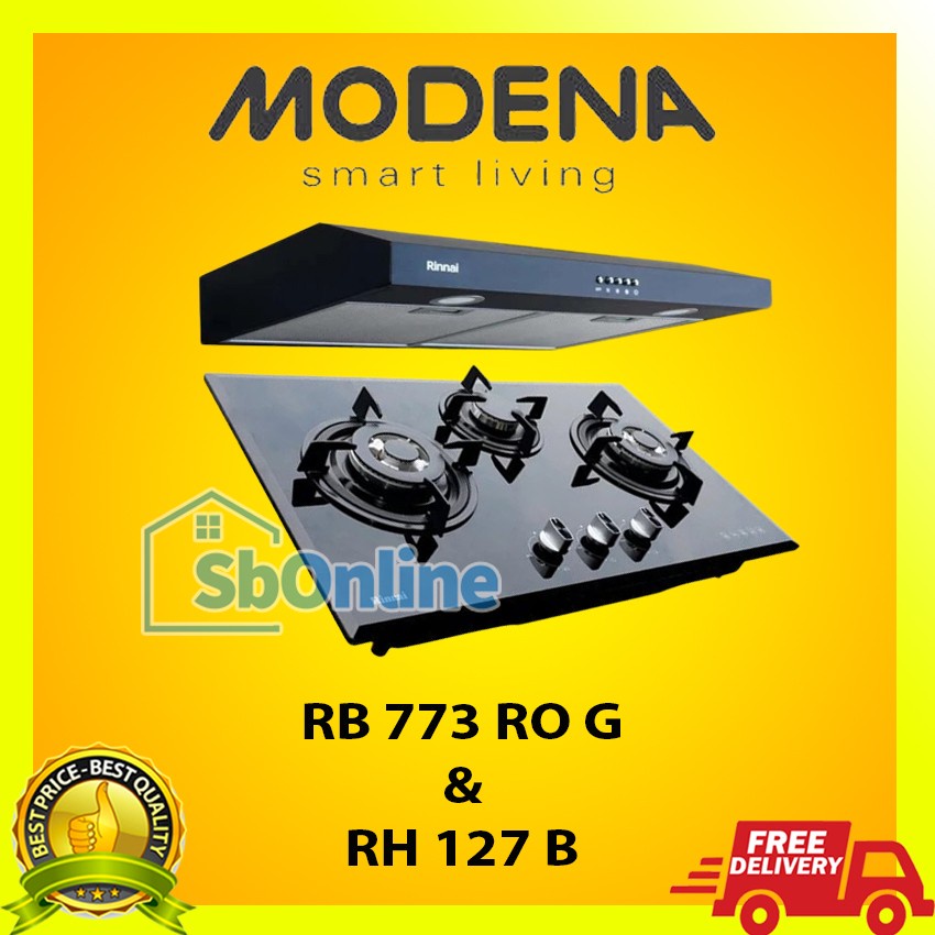 RINNAI Paket Kompor Tanam dan Cooker Hood - RB 773RO(G) &amp; RH 127B