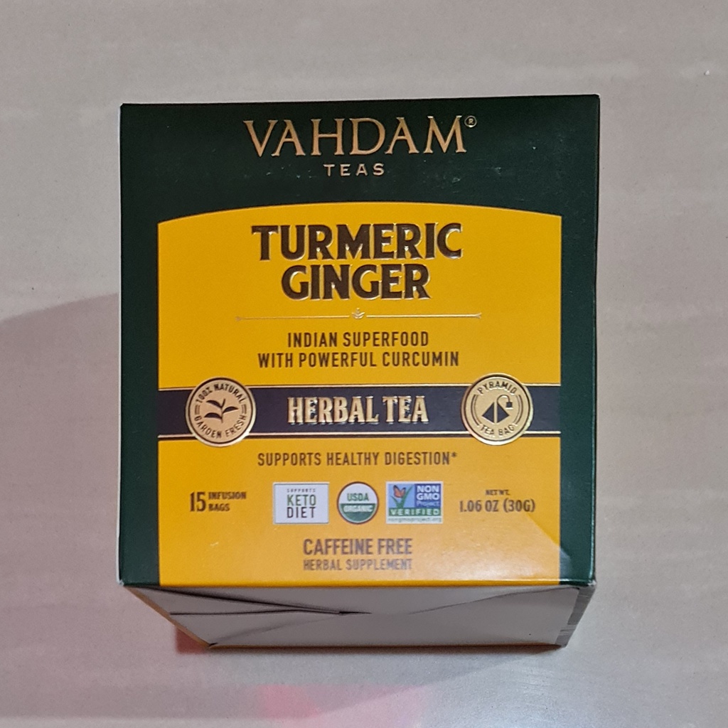 Vahdam Teas Turmeric Ginger Herbal Tea Caffeine Free 15 x 2 Gram