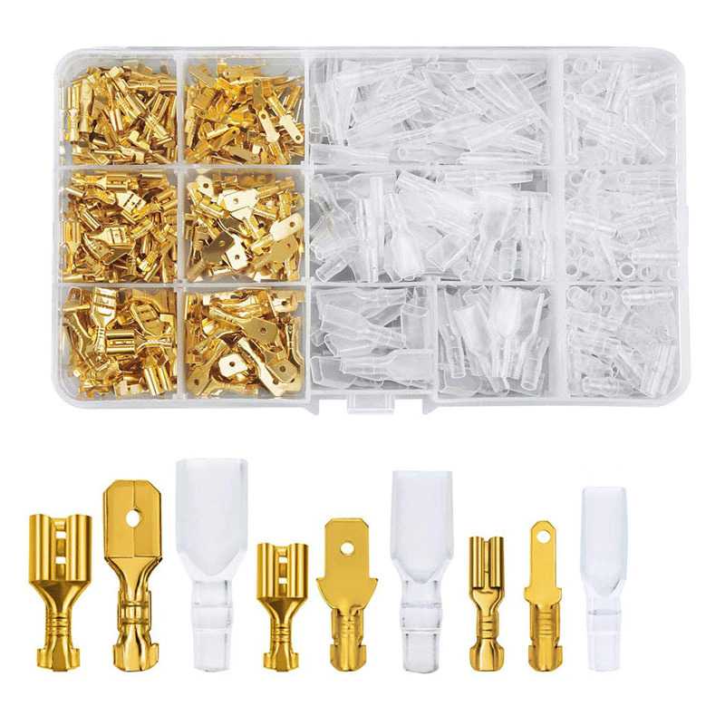 270pcs Skun Konektor Gepeng ? Terminal Skun Cewek Cowok Kit 270 Pcs Soket Kabel Motor Skun Konektor Kabel Mobil Terminal Skun Konektor Kabel Gepeng Terminal Wire Crimp Connector Spade Kit 270 Pcs Skun Gepeng Male To Female