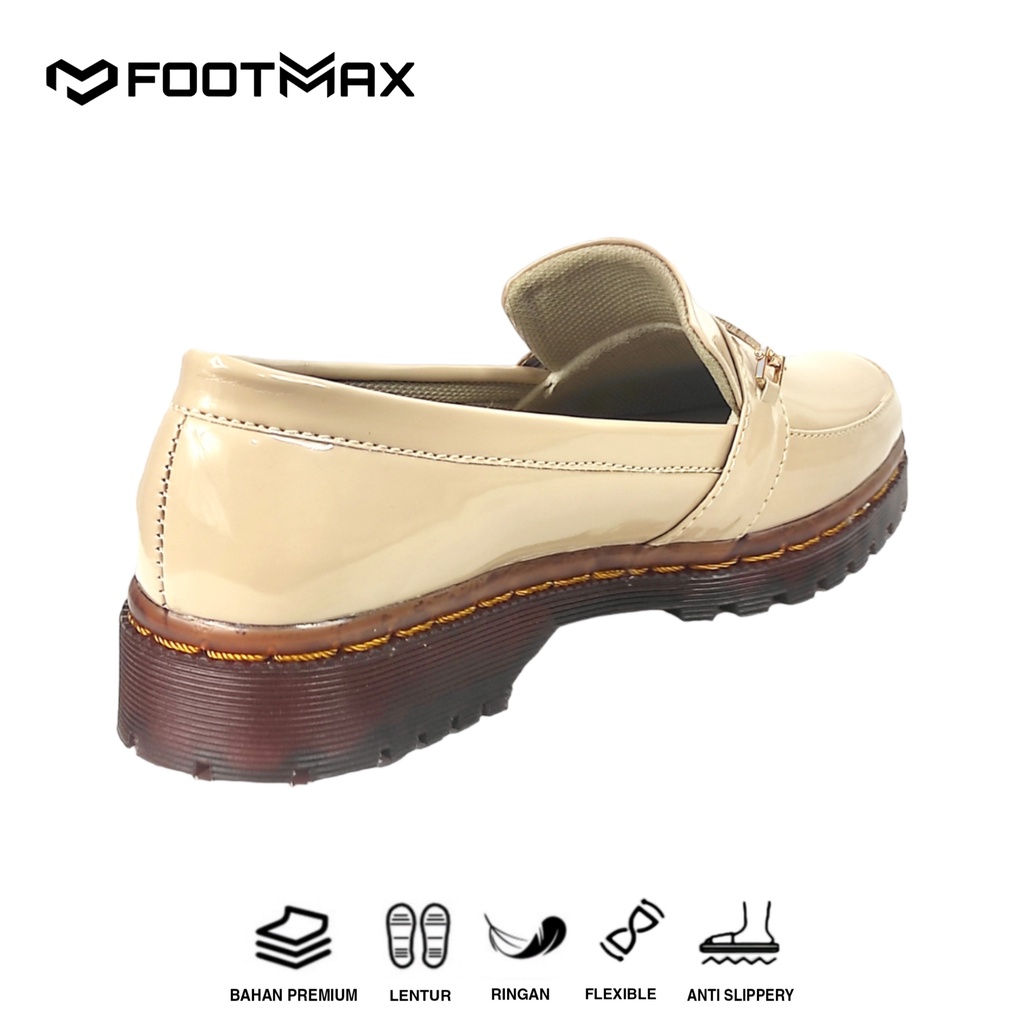 Sepatu Docmart Wanita Cream Kilap Sepatu Wanita Loafer Slip On Sepatu Kerja Wanita Casual Formal Termurah