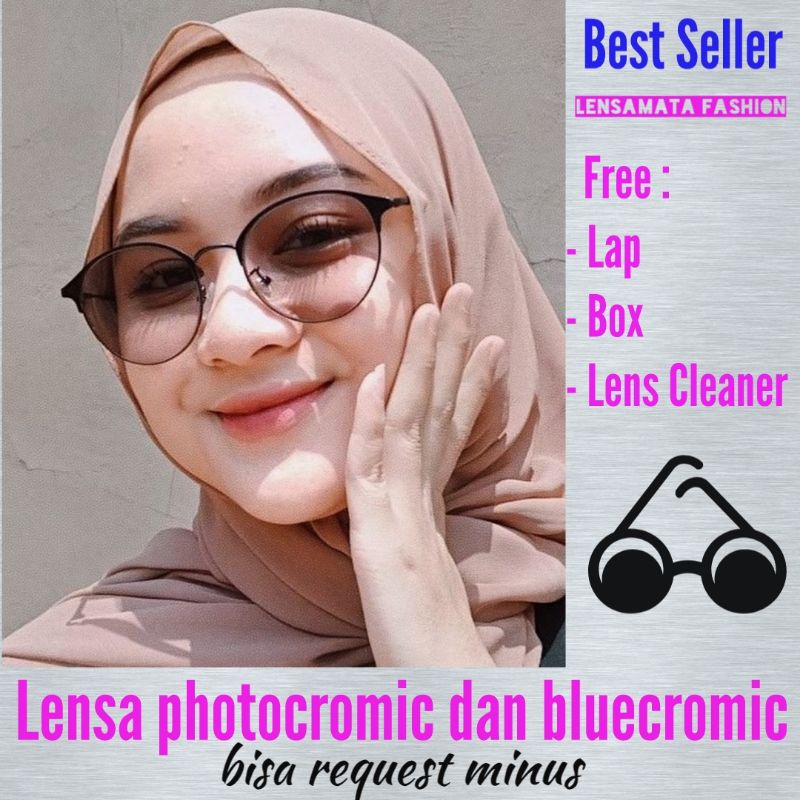 KACAMATA PHOTOCROMIC BAHAN TITANIUM, FRAME BULAT 1920