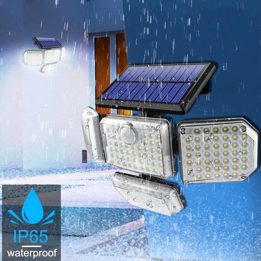 Lampu Dinding Solar PIR Sensor Waterproof 182 LED Cool White - RCN182 - Black