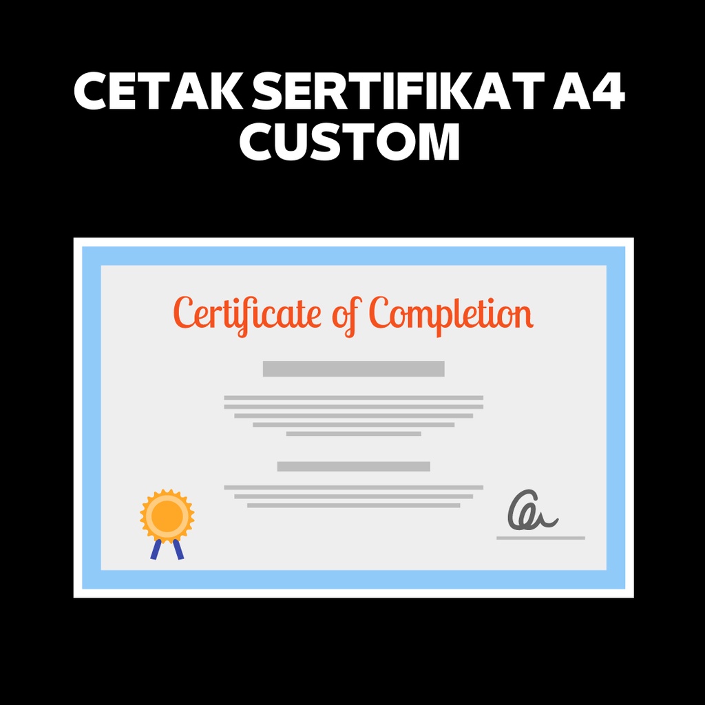 

[Ivory 230g] Cetak Sertifikat A4 / Piagam Murah Custom Desain Sendiri Ukuran A4