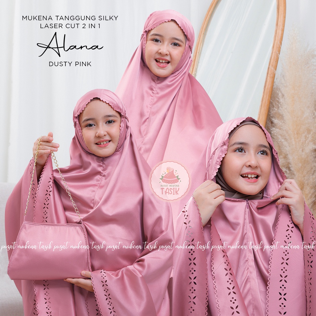 PUSAT MUKENA TASIK - MUKENA ANAK TANGGUNG SILKY LASER 2IN1 ALANA