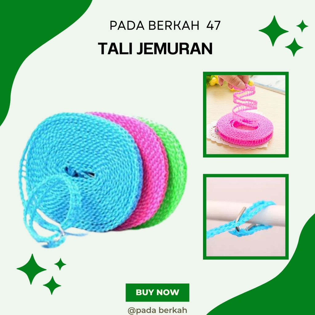 PB47 Tali Jemuran 5 Meter Super Praktis Tali Jemuran Baju Tali Jemuran Praktis Tali Jemuran Kuat Tal