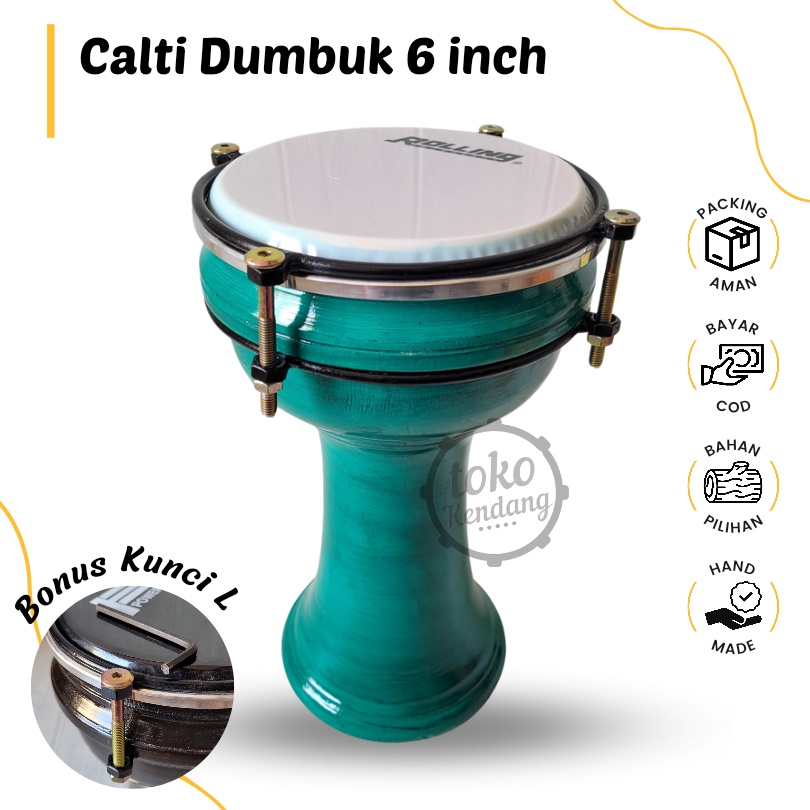 Calti Darbuka Dumbuk Anak Warna Hijau Ukuran Mika 6 inch Termurah Kualitas Terbaik Bergaransi