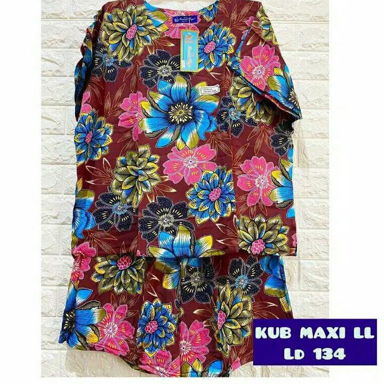 [ART. 3775 Batik kencana ungu asli setelan kulot jumbo maxi LL Label biru super babydoll