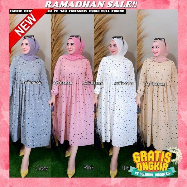 Gamis Syar'I Motif Terbaru Bahan Ceruty Premium Ld 120 Pb 140 Free Hijab / Khimar Bisa[ Cod] Midi Dr